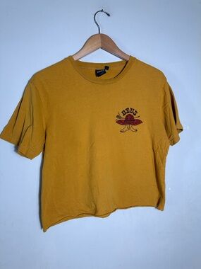 Deus Motorcycles Mustard Short Sleeve Graphic Tee -Cropped
